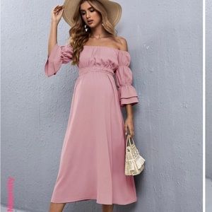 Maternity Pink Peasant Dress